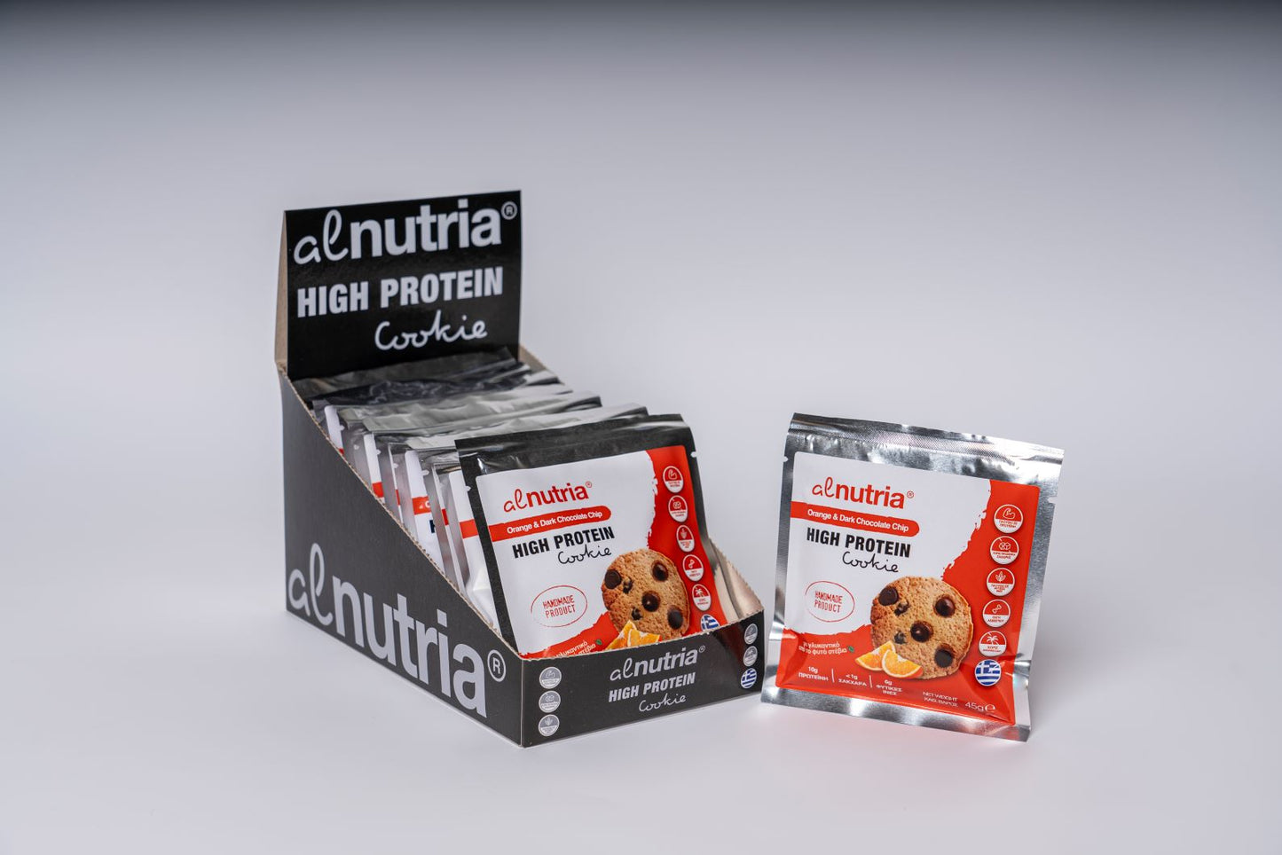 Gluten Free Orange & Dark Chocolate Chip High Protein Cookies (12x45g)