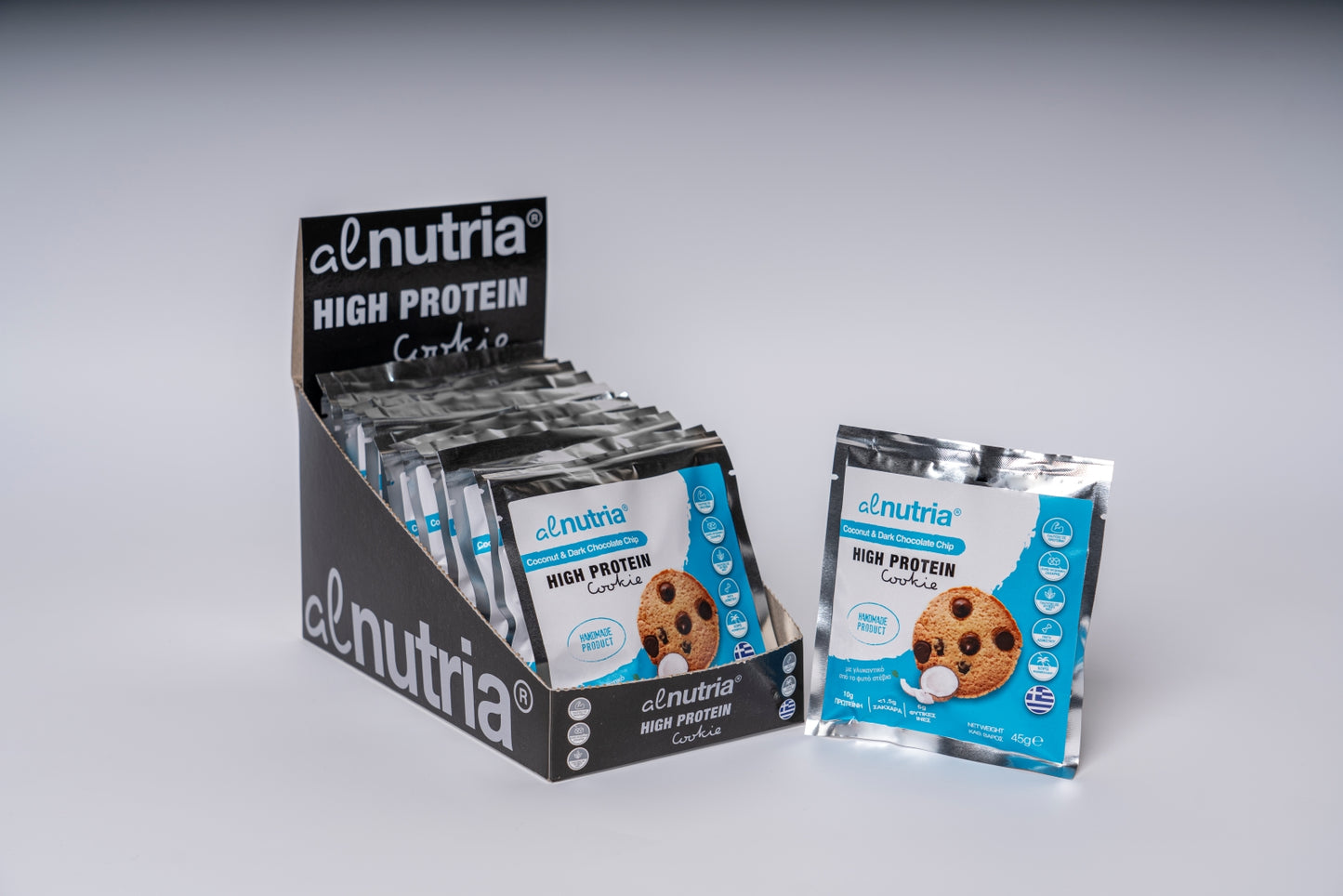 Gluten Free Coconut & Dark Chocolate Chip High Protein Cookies (12x45g)